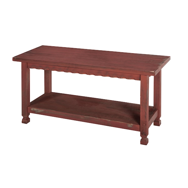 Alaterre Furniture Country Cottage Bench, Red Antique Finish ACCA03RA - main